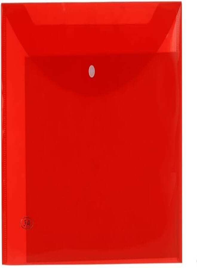 3A FC-18C Plastic Paper Folder 18 Micron 26 * 35 CM With Clips 1 Piece - Red